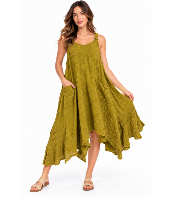  Asymmetric Gold Dress KTX2537