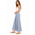 Cotton Crinkle Slate Blue Wide Leg Palazzo Pant  KTX261448