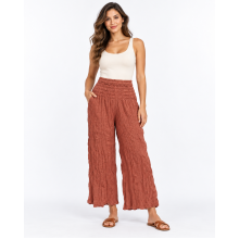 Cotton Crinkle Rust Orange Wide Leg Palazzo Pant  KTX261450