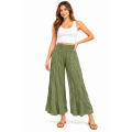 Cotton Crinkle Jungle Green Wide Leg Palazzo Pant KTX261451