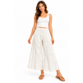 Cotton Crinkle Snow White Wide Leg Palazzo Pant KTX261459