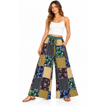 Cotton Flower Embroidery Palazzo Pants LF261481