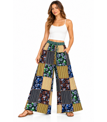 Cotton Flower Embroidery Palazzo Pants LF261481