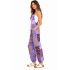 Cotton Multi Purple Patchwork Elastic Strap Free Style Jumpsuit Overall R261116