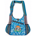 Cotton Multicolor Patchwork Quilted  Mushroom Embroidery Bag  R261519