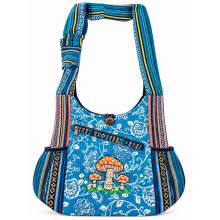 Cotton Multicolor Patchwork Quilted  Mushroom Embroidery Bag  R261519