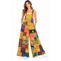 Cotton Multi-Color Patchwork Golden Jumpsuit Overall  R261535