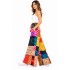 Cotton Multi-Color Patchwork Wide-Leg Musical Pants R261536