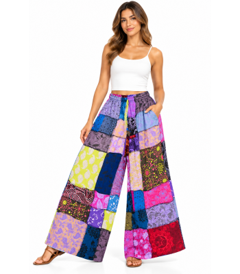 Cotton Patchwork Multi Purple Palazzo Pant R261539