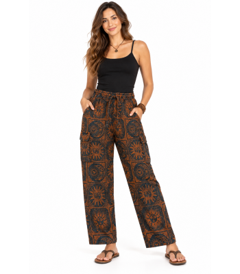 Cotton Brown Multi Sun Moon Pant R26902