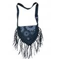 Cotton Stonewashed Boho Fringe Sling Bag RIB261528