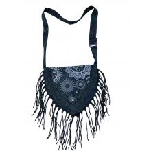 Cotton Stonewashed Boho Fringe Sling Bag RIB261528