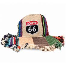 Cotton Hemp Route 66 Patchwork  Bucket Hat  (RT81)