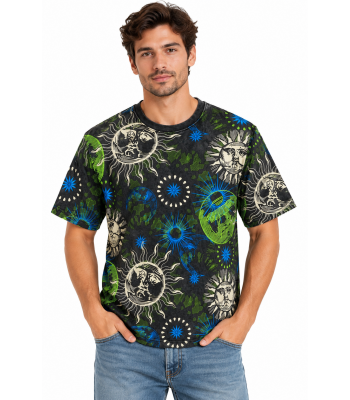 Cotton Sun & Moon Water-Based Print T-Shirt S261589