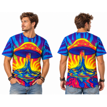 Multi-Color Rainbow Double-Sided Sublimation Print King Mushroom T-Shirt S261591