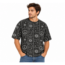 Cotton Black and white  Galaxy  T-shirts S261611