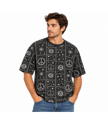 Cotton Black and white  Galaxy  T-shirts S261611