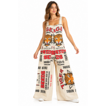 Cotton Vintage Feed Sack Tiger Overall Jumpsuit  KTF26246