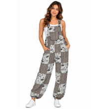 Cotton Multi Patch Gray Mushroom Overall D1299