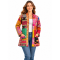 Cotton Multi Color Patchwork Kantha Open Front Cardigan Jacket  D1528