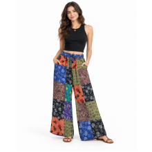 Cotton Patchwork Multi Mushroom Palazzo Trouser Pant DT71