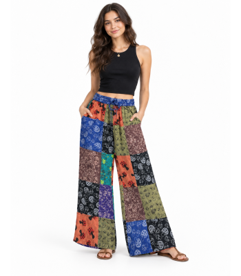 Cotton Patchwork Multi Mushroom Palazzo Trouser Pant DT71