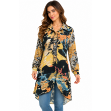 Women's Long L/S High Low Button Up Cardigan Shirts Wholesale KBS02