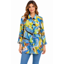 Women's Blue Multi Web Button down Cardigan Shirt KBS25002
