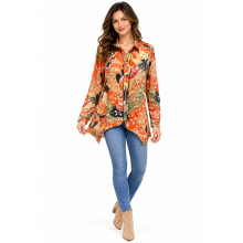 Women's Floral High Low button down Long Shirt KBS25003