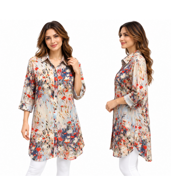 Women's  Multi floral  button  redwood  Shirt KBS26120