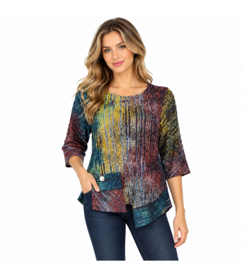 Women's Burnout  Single Pocket round neck 3/4 slv top KCT24703