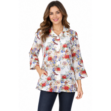 Women's Multi color White button Rose Jacket KCT26122