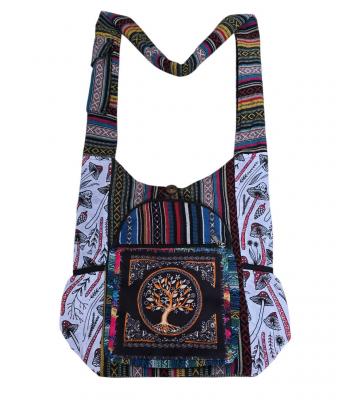 Cotton Multi Patchwork Tree of Life Mushroom Bag  KFC261594