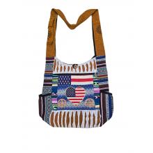 Cotton Peace and Love US Flag Bag KFC3100
