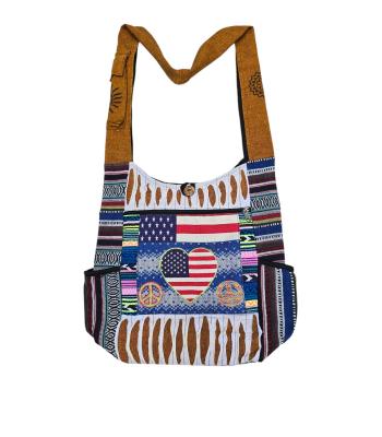Cotton Peace and Love US Flag Bag KFC3100