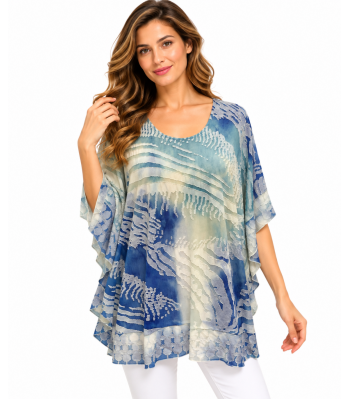 Women's Sea Blue  Poncho KV2200