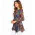 Women's Mountain Floral Abstract Burnout Three Button Up Tunic KV23322