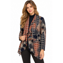 Women's Mountain Polka Waffle Knit Burnout Open Front Cardigan (KV238065)
