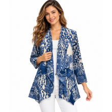 Women's Denim Blue Sea line open front cardigan KV26142