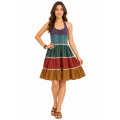 Cotton Patchwork Ombre Halter Dress LF261078