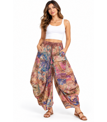 Bohemian Vintage Patchwork Balloon Harem Pants LF261608