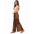 Cotton Golden Brown Razor Cut Crazy Artwork Palazzo Pant LF26353BR