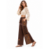 Cotton Earthy Brown Razor Cut Crazy Artwork Palazzo Pant LF26353