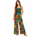 Cotton Razor Cut Patchwork Tie Dye Festive Jumpsuit Overall LF26370