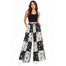 Cotton Multi Black and White Universal Wide Leg Palazzo Pant NC57