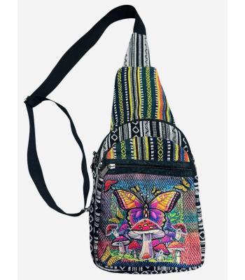 Cotton Cherry Mushroom with Golden Butterfly Crossbody Backpack RIB25709