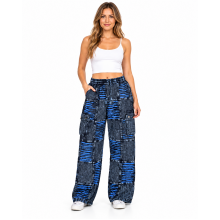 Cotton Multi  Patchwork Razor Cut Purple Planet Pant SF37