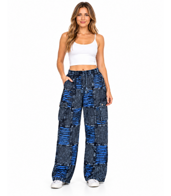Cotton Multi  Patchwork Razor Cut Purple Planet Pant SF37