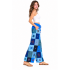 Denim Blue Wide Leg Crazy Artwork Floral Pant D1099