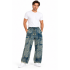 Cotton Razor Cut  Denim Black Stonewash Drawstring Cargo Pant D1116